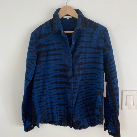 COTTON CITIZEN Santiago Bottom Down Shirt Small black and Blue - Picture 3 of 13